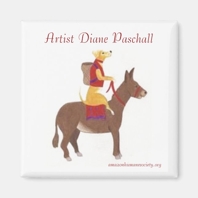 Dog riding a Donkey Magnet (Front)