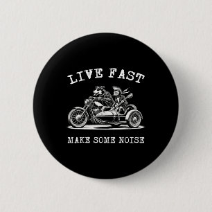 Dog Riding Motorcycle And Cat Playing Guitar Punk 2 Inch Round Button