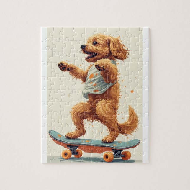 Dog Riding Skateboard Puzzle (Vertical)