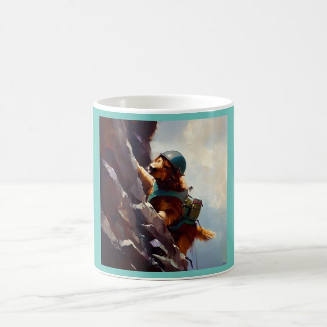 Dog Rock Climbing Coffee Mug (Center)