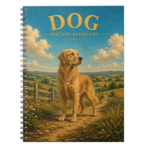 Dog Rolling Farmland Watercolor GeoSaga Notebook
