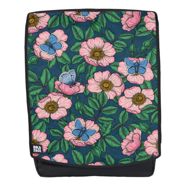 Dog rose and butterflies backpack (Front)