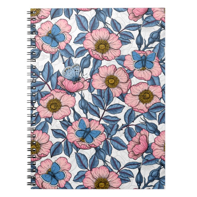 Dog rose and butterflies notebook (Front)