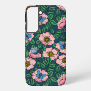 Dog rose and butterflies samsung galaxy case