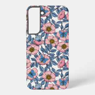 Dog rose and butterflies samsung galaxy case