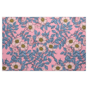 Dog rose pattern fabric
