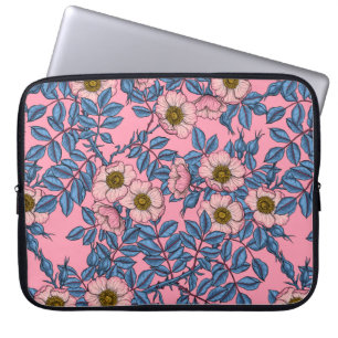 Dog rose pattern laptop sleeve