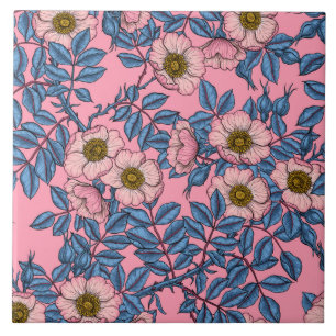 Dog rose pattern tile