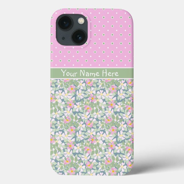 Dog Roses on Navy, Polkas on Pink iPhone 6 Case (Back)