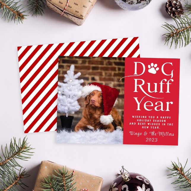 Dog Ruff Year Pet  Photo Funny holiday card (Creator Uploaded)