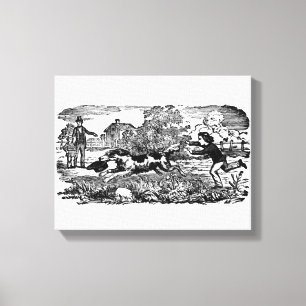 Dog running antique pet art victorian illustration canvas print