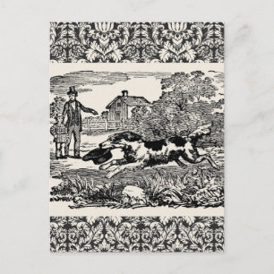 Dog running antique pet art victorian illustration postcard