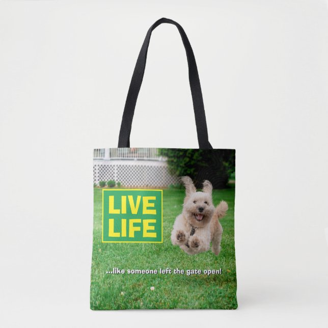 Dog Running In Yard Tote Bag (Front)