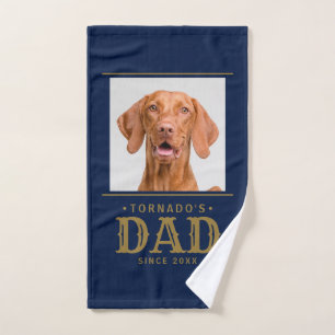 "Dog’s Name Dad Since Year” Custom Pet Photo Hand Towel