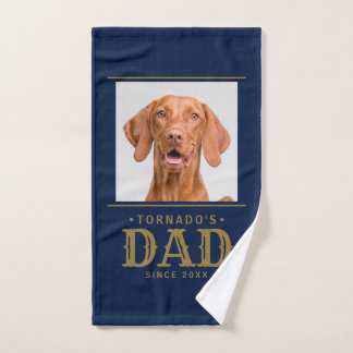 "Dog’s Name Dad Since Year” Custom Pet Photo Hand Towel