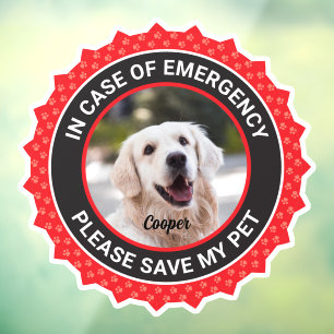 Dog Safety Alert Custom First Responder Window Cling