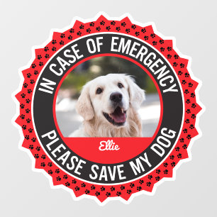 Dog Safety Alert Custom First Responder Window Cling