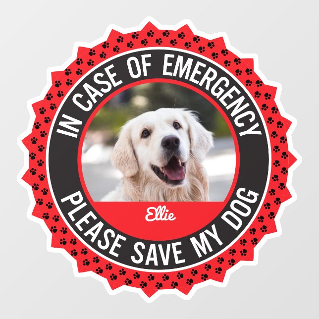 Dog Safety Alert Custom First Responder Window Cling (Sheet)