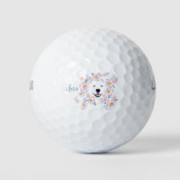 Dog Samoyed and pink flowers customized