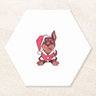 Dog Santa Hat - Funny Christmas _2 Paper Coaster