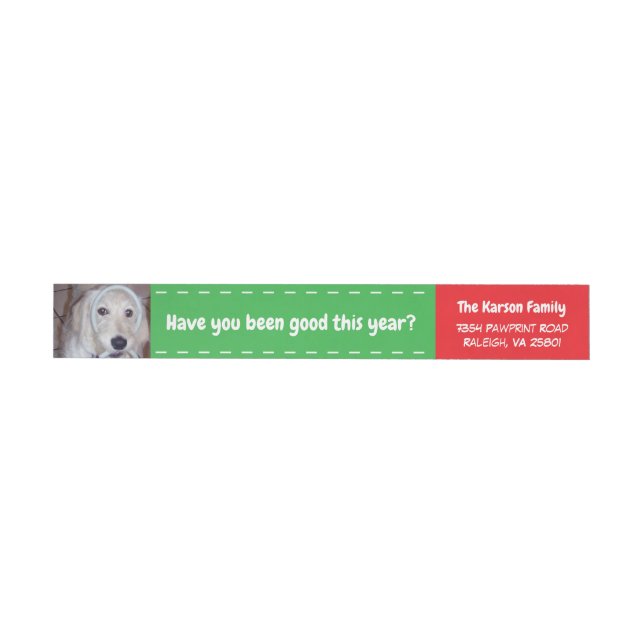 Dog Santa Paws Photo Wrap Around Label (Individual)