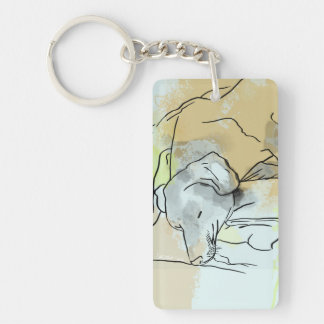 dog sausage resting keychain