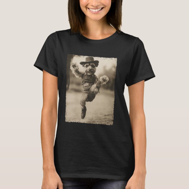 Dog Schnauzer Funny Cowboy T-Shirt (Front)