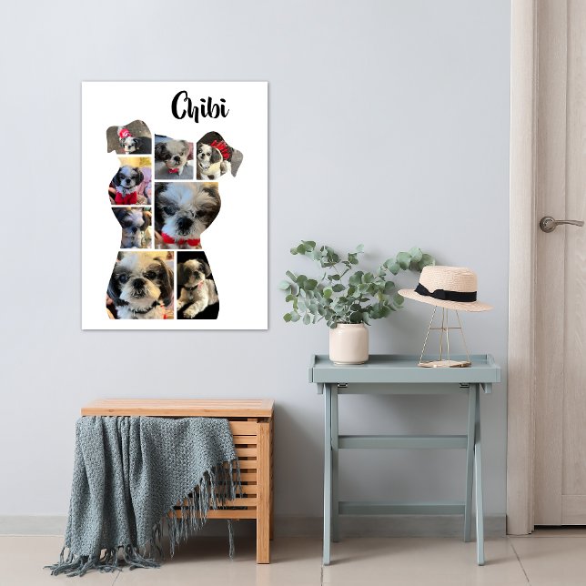 Dog Shape Photo Collage Poster (Dog photo collage poster)