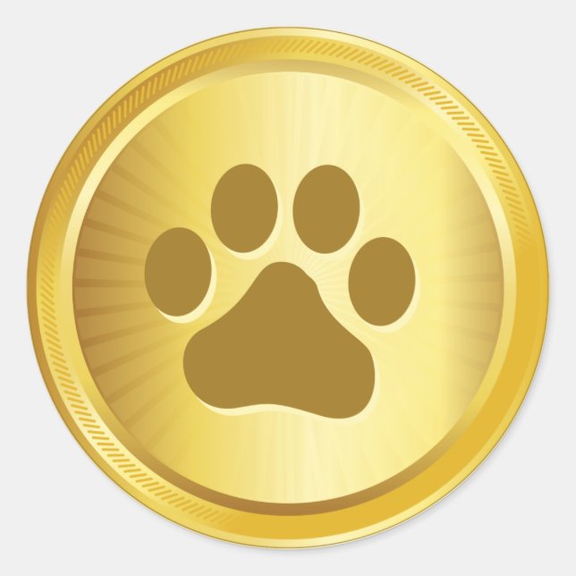 Dog show winner gold medal classic round sticker (Front)