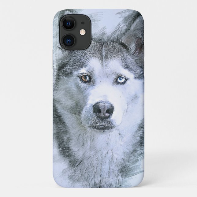Dog Siberian Husky Drawing Sled Dog  Case-Mate iPhone Case (Back)