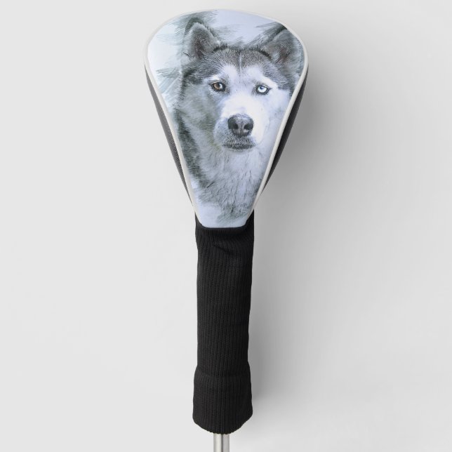 Dog Siberian Husky Drawing Sled Dog OtterBox Golf Head Cover (Front)