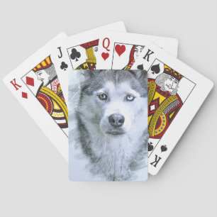Dog Siberian Husky Drawing Sled Dog OtterBox  Playing Cards