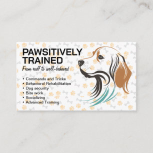 Dog Side View   Paw and Bones Pattern Business Card