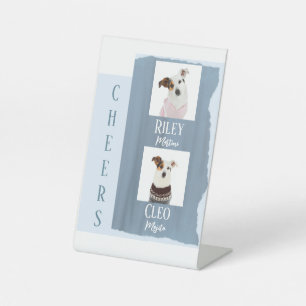 Dog Signature Cocktail Drink Slate Blue Wedding Pedestal Sign