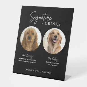 Dog Signature Drinks Sign Black Wedding Bar Sign