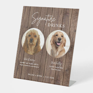 Dog Signature Drinks Sign Rustic Wedding Bar Sign