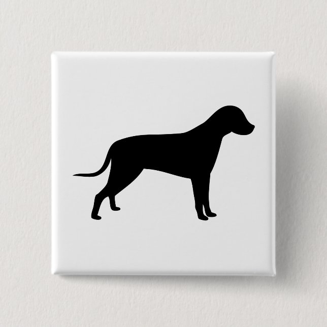 Dog Silhouette 2 Inch Square Button (Front)