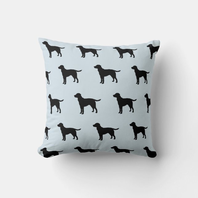 Dog Silhouette Black Lab Pattern Pillow (Front)