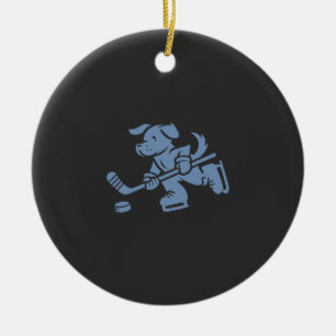 Dog Silhouette Golden Retriever Labrador Hockey  Ceramic Ornament