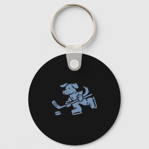 Dog Silhouette Golden Retriever Labrador Hockey Keychain