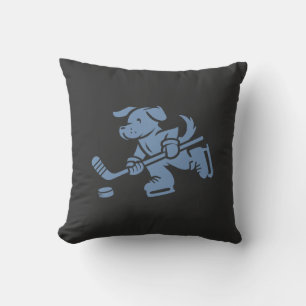 Dog Silhouette Golden Retriever Labrador Hockey Throw Pillow