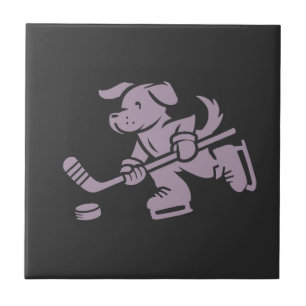 Dog Silhouette Golden Retriever Labrador Hockey   Tile