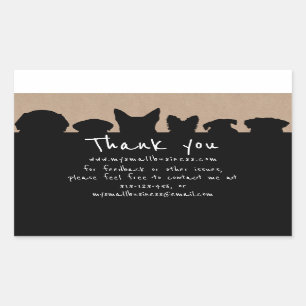 dog silhouette groomer thank you rectangular stick sticker