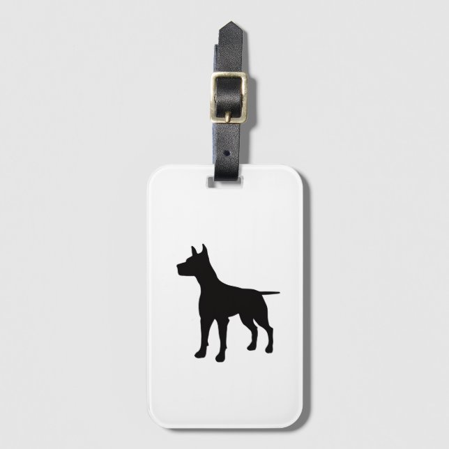 Dog Silhouette Print Luggage Tag (Front Vertical)