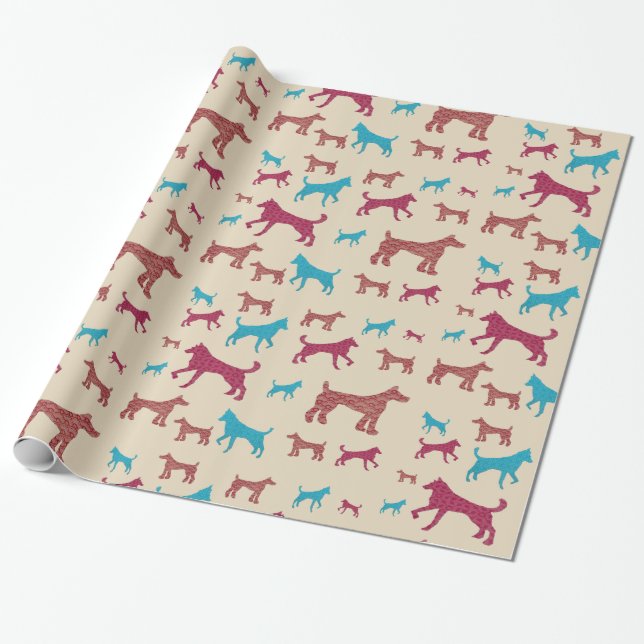 Dog Silhouette Wrapping Paper (Unrolled)