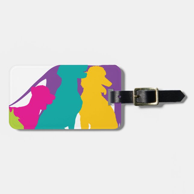 Dog Silhouettes Colour Luggage Tag (Front Horizontal)