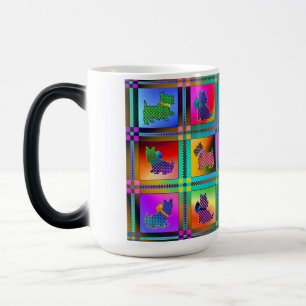 Dog Silhouettes Creating Colorful Grid Pattern Magic Mug