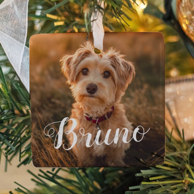 Dog Simple Name Christmas Script Ornament (Creator Uploaded)