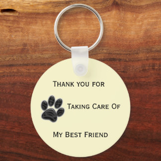 Dog Sitter Appreciation Paw Print Thank You Keychain