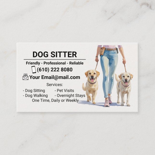 Dog Sitter Dog Walker Business Card Dog Sitting (Front)